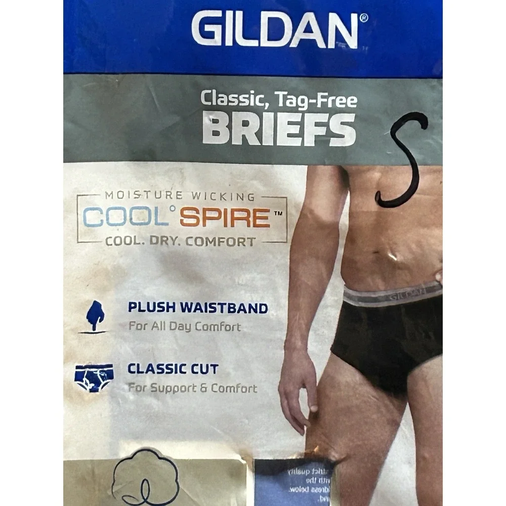 Gildan (6) Pack Men's SMALL NEW Briefs Tagless Black + 2 Different Grey's Cotton
